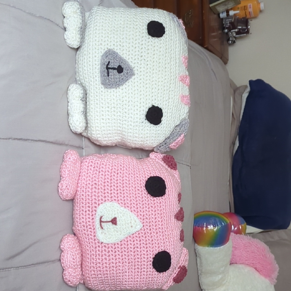 Crochet Animal Plush Set in Pink and White